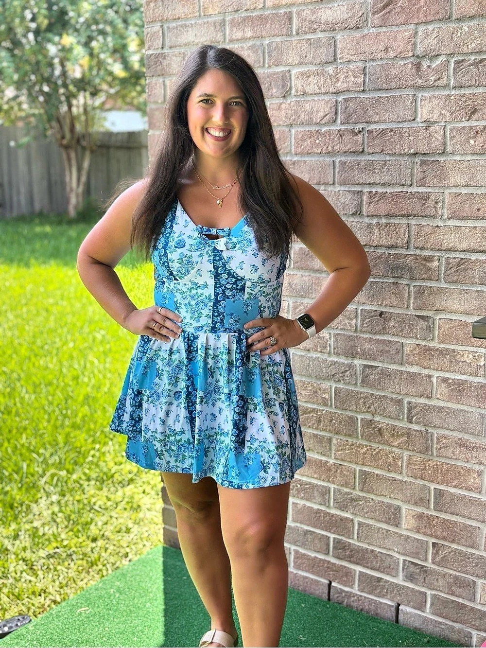 Blue & White Floral Mini Dress NWT
